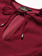 Red Solid Print Maxi Dress