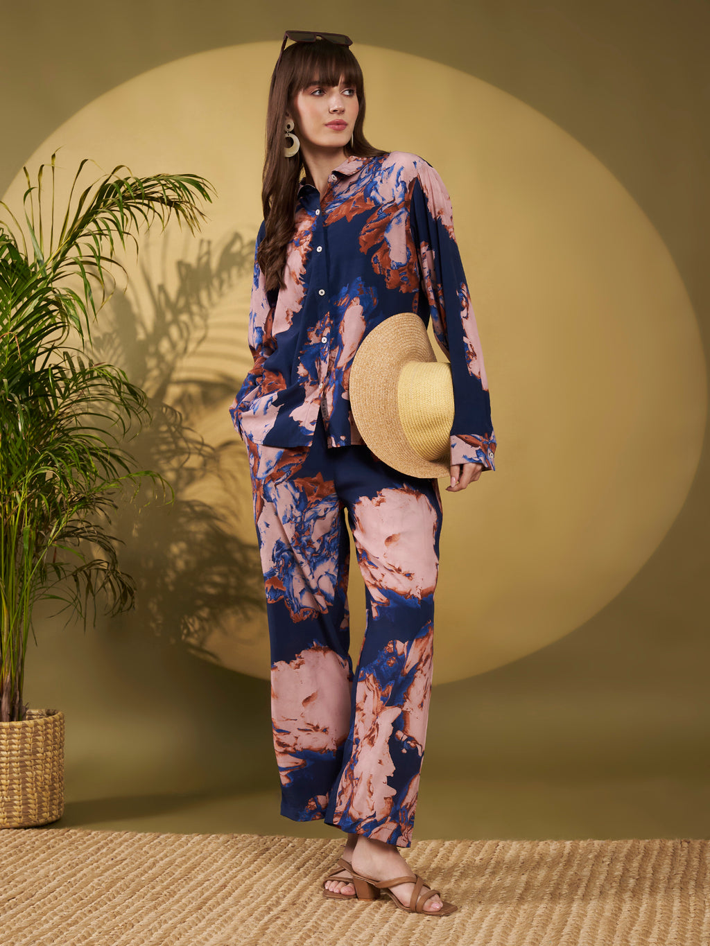 Navy Blue & Blush Floral Co-Ord Set