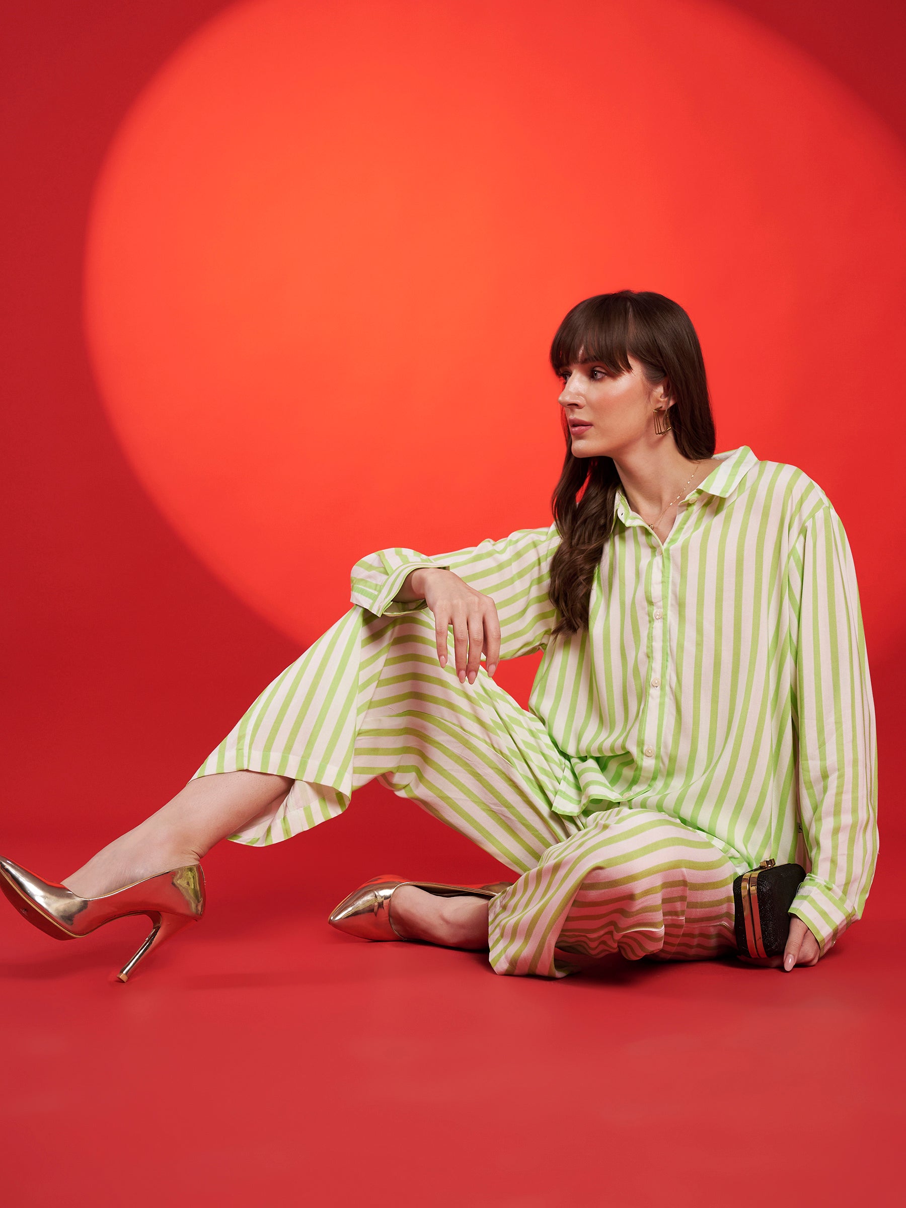 Lime Green Striped Co-Ord Set