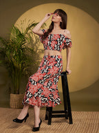 Red & Black Statement Ruffle Co-Ord Set