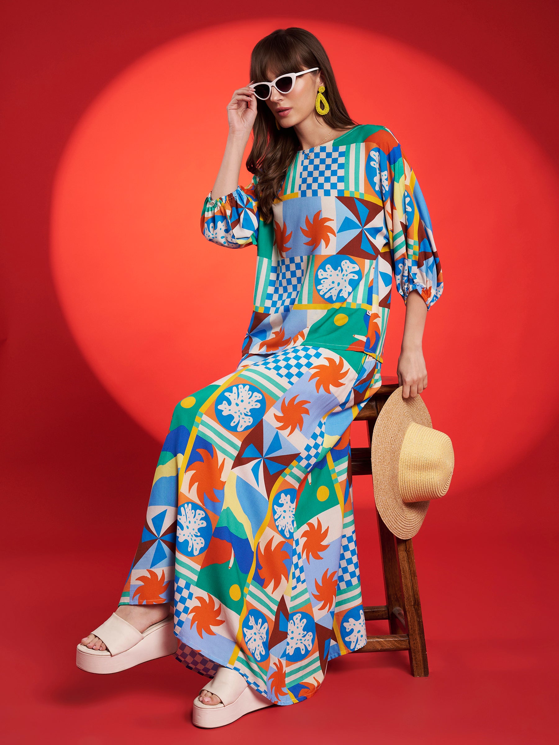 Multicolor Geometric Printed Co-Ord Set