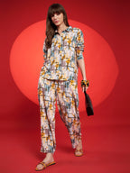 Beige & Mustard Abstract Printed Co-Ord Set