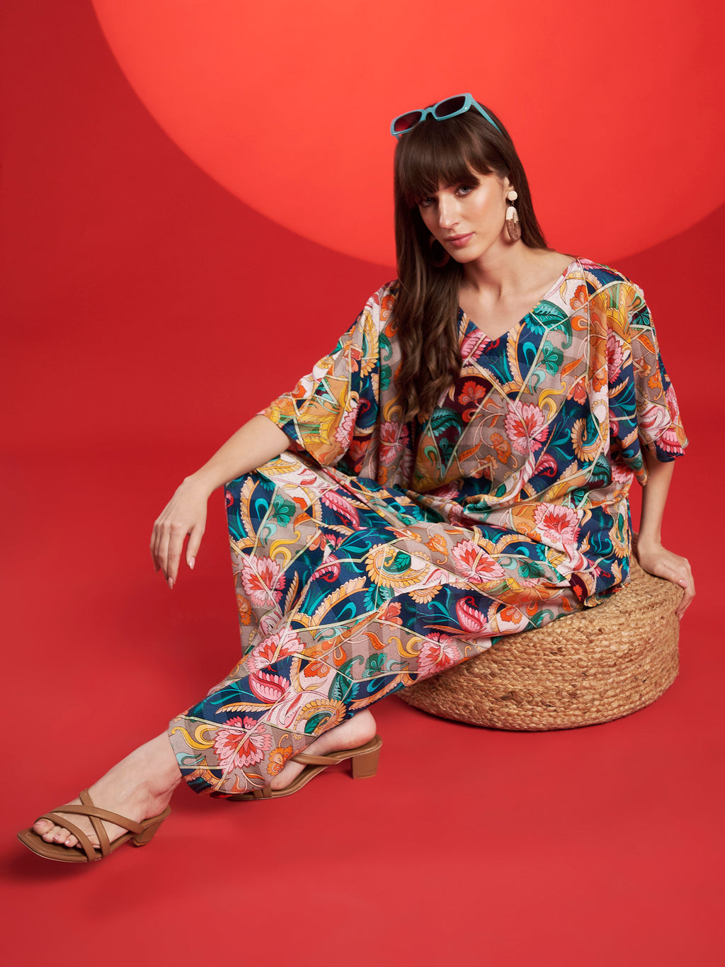 Multicolor Boho Kaftan Co-Ord Set