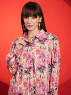 Peach & Mustard Floral Shirt-Shorts Co-Ord Set