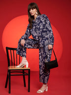 Navy Blue Paisley Printed Co-Ord Set