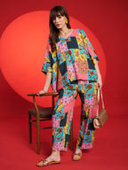 Multicolor Patchwork Printed Co-Ord Set