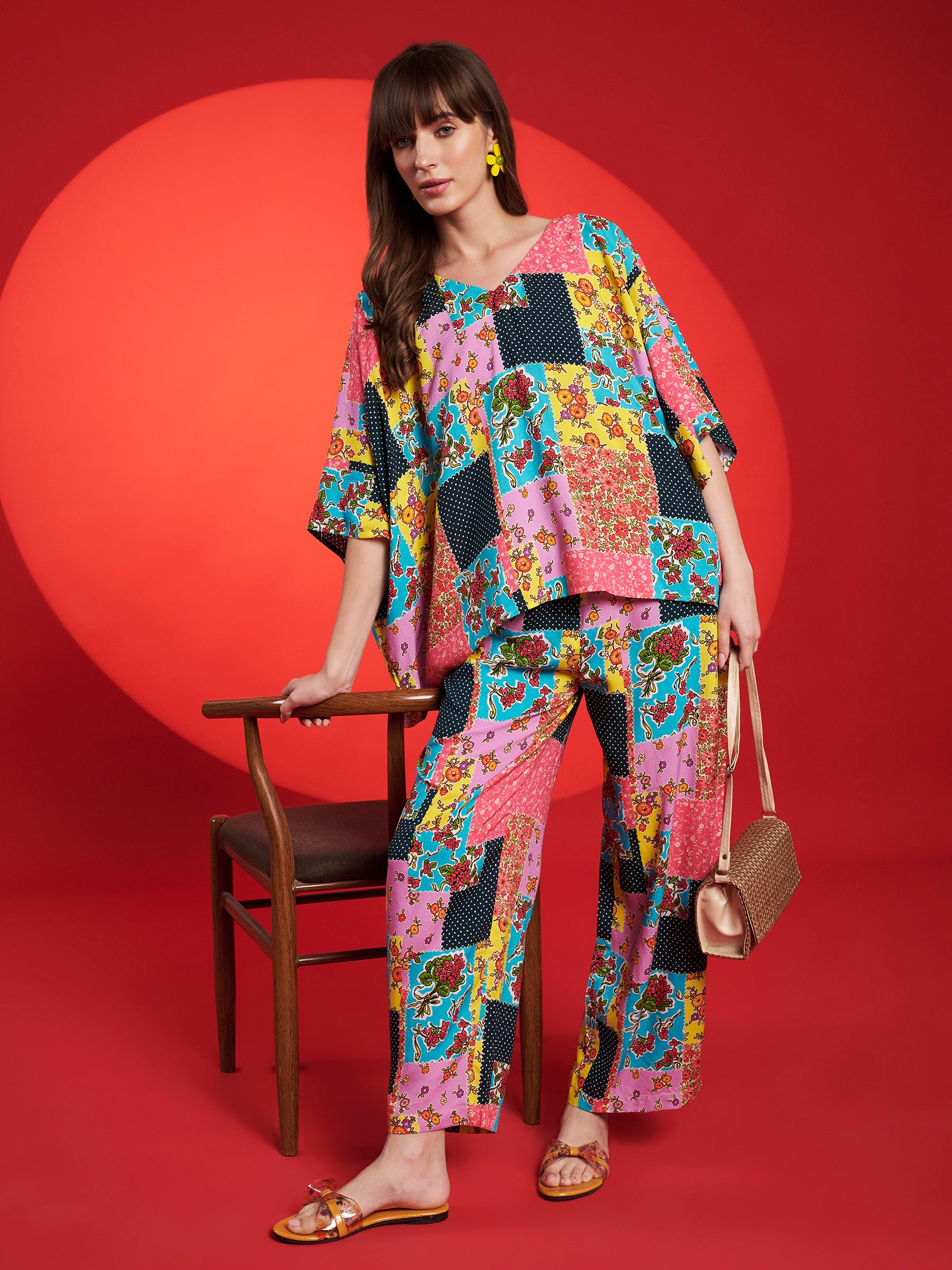 Multicolor Patchwork Printed Co-Ord Set