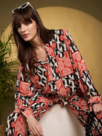 Red & Black Geometric Printed Co-Ord Set