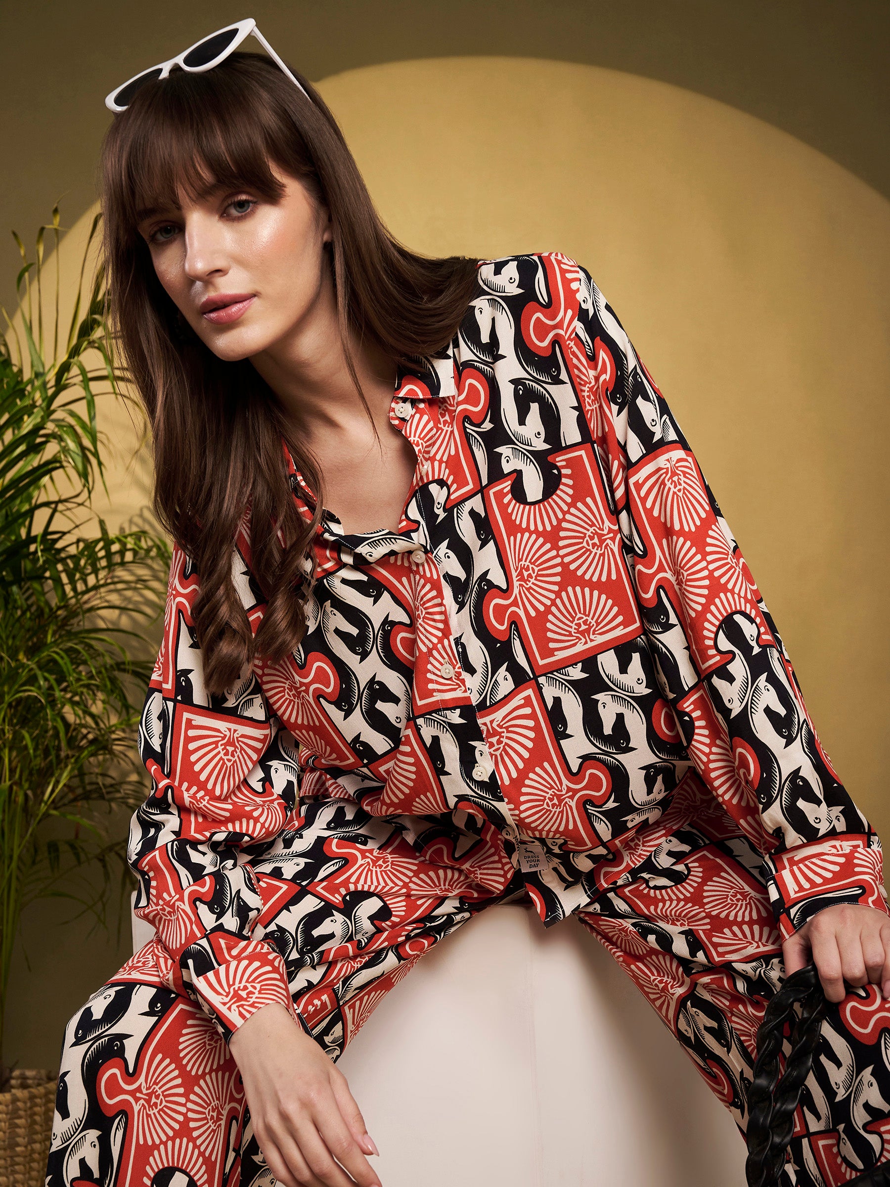 Red & Black Geometric Printed Co-Ord Set