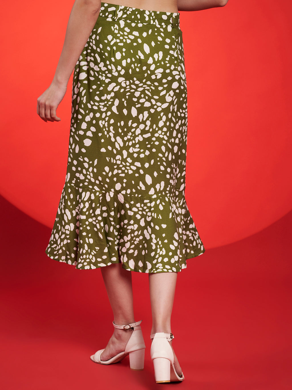 Navy Floral Belted Midi Dress