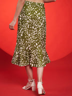 Navy Floral Belted Midi Dress
