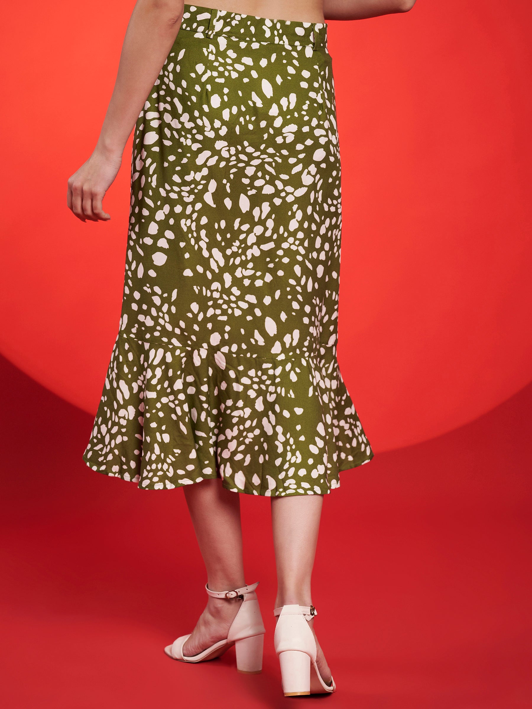 Navy Floral Belted Midi Dress