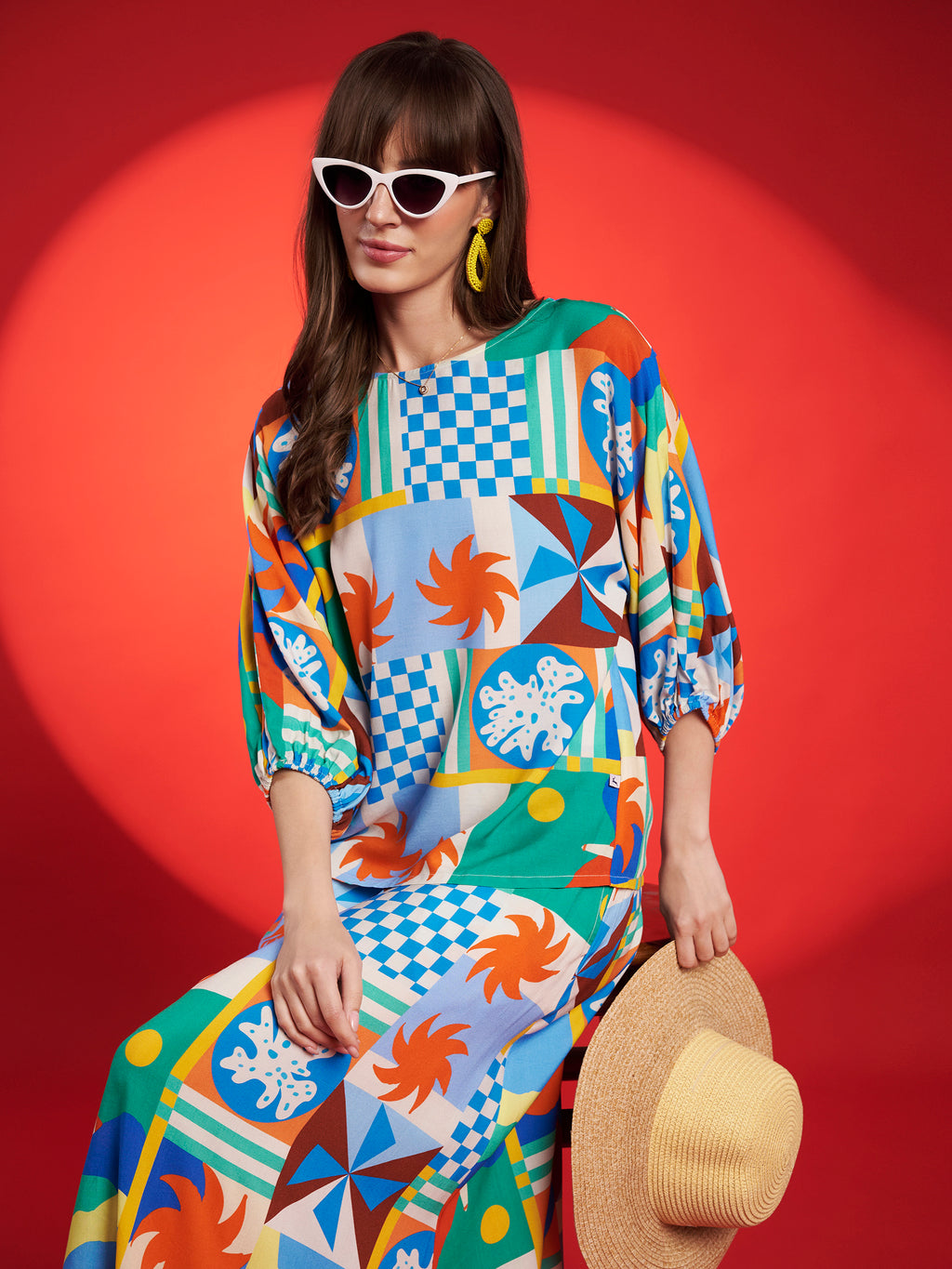 Multicolor Geometric Printed Co-Ord Set