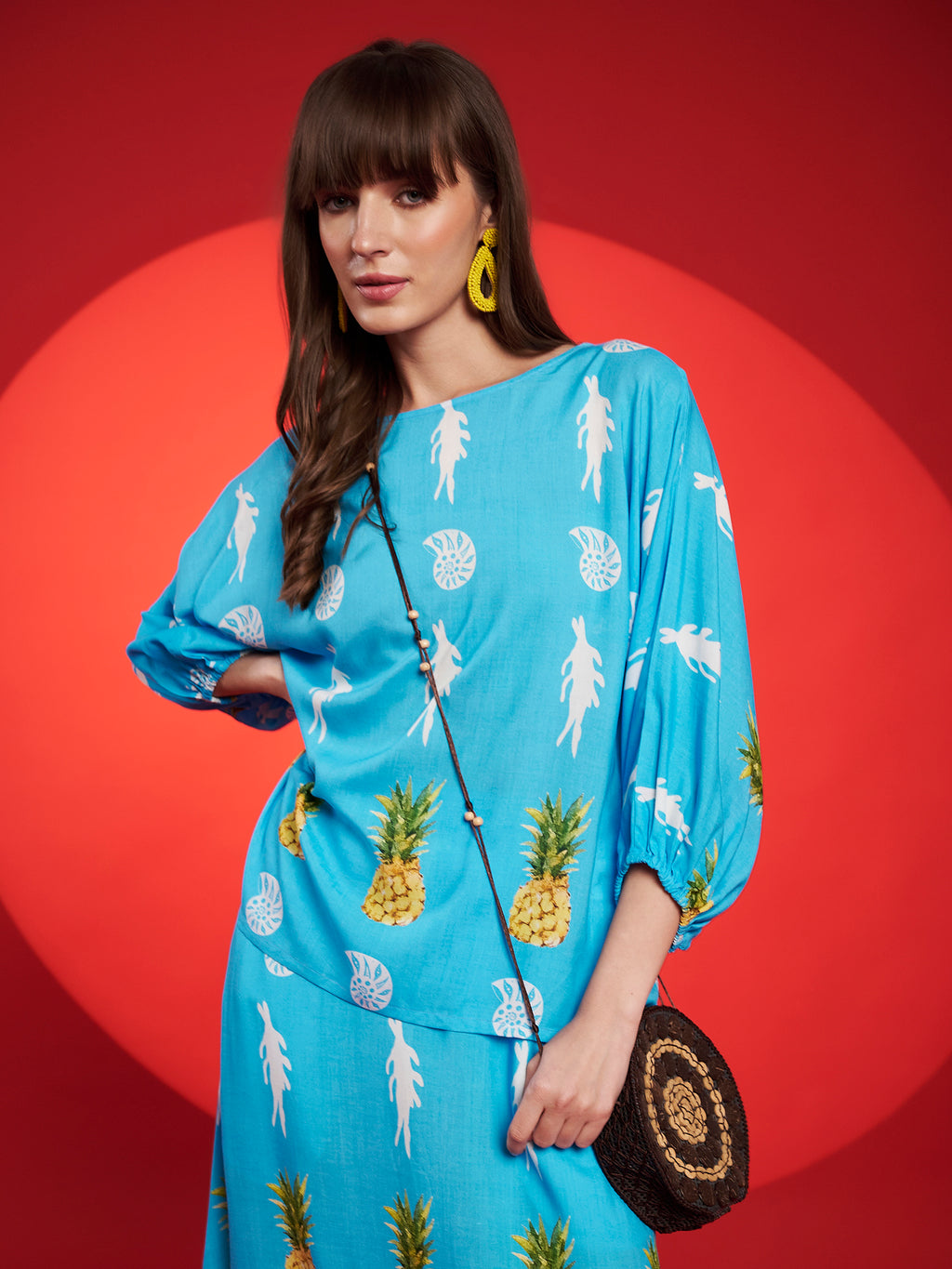 Turquoise Tropical Print Co-Ord Set