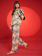 Beige & Mustard Abstract Printed Co-Ord Set