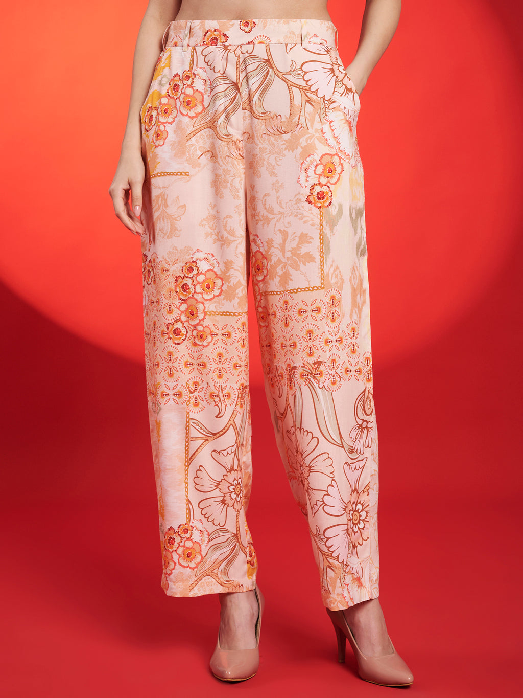 Peach Floral Kaftan Co-Ord Set
