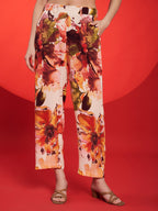 Peach & Rust Floral Printed Co-Ord Set