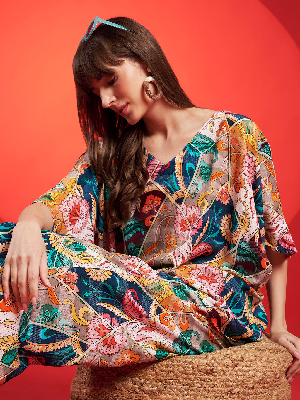 Multicolor Boho Kaftan Co-Ord Set