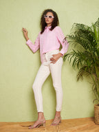 Women Pink Regular Fit Full Sleeve Casual Shirt