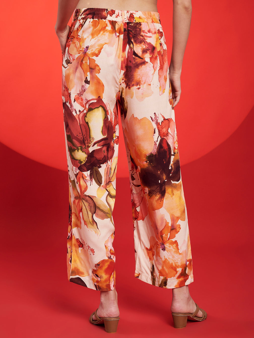 Peach & Rust Floral Printed Co-Ord Set
