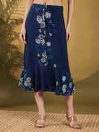 Navy Floral Ruffle Co-Ord Skirt Set