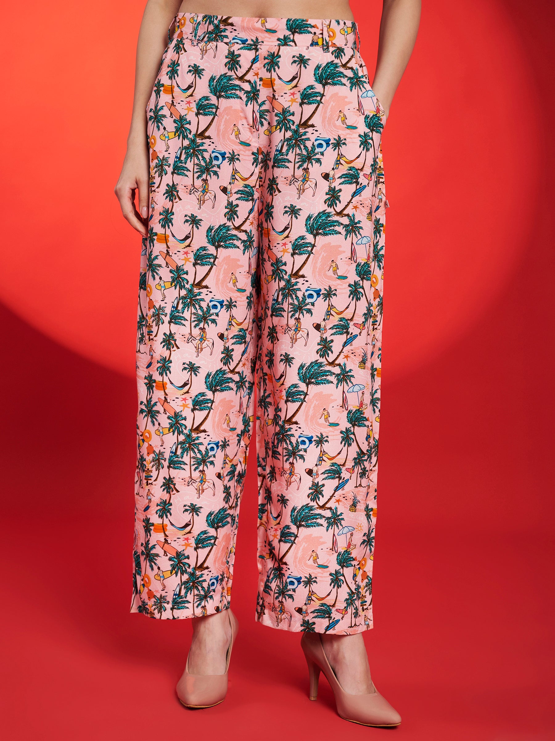 Blush Pink Tropical Printed Co-Ord Set
