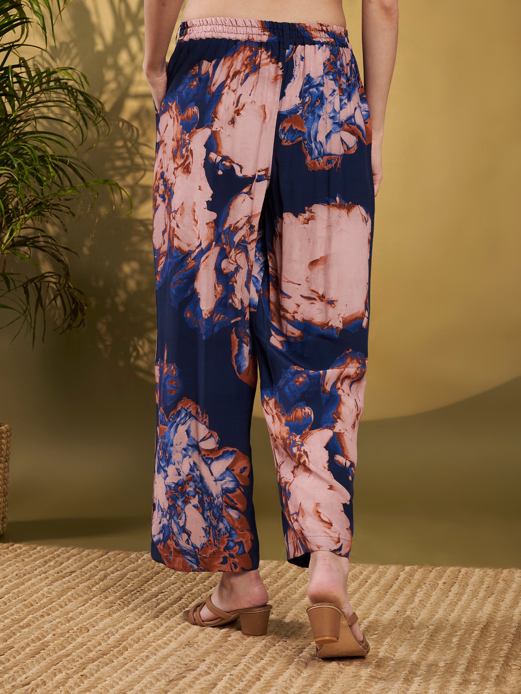 Navy Blue & Blush Floral Co-Ord Set