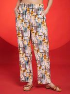 Beige & Mustard Abstract Printed Co-Ord Set