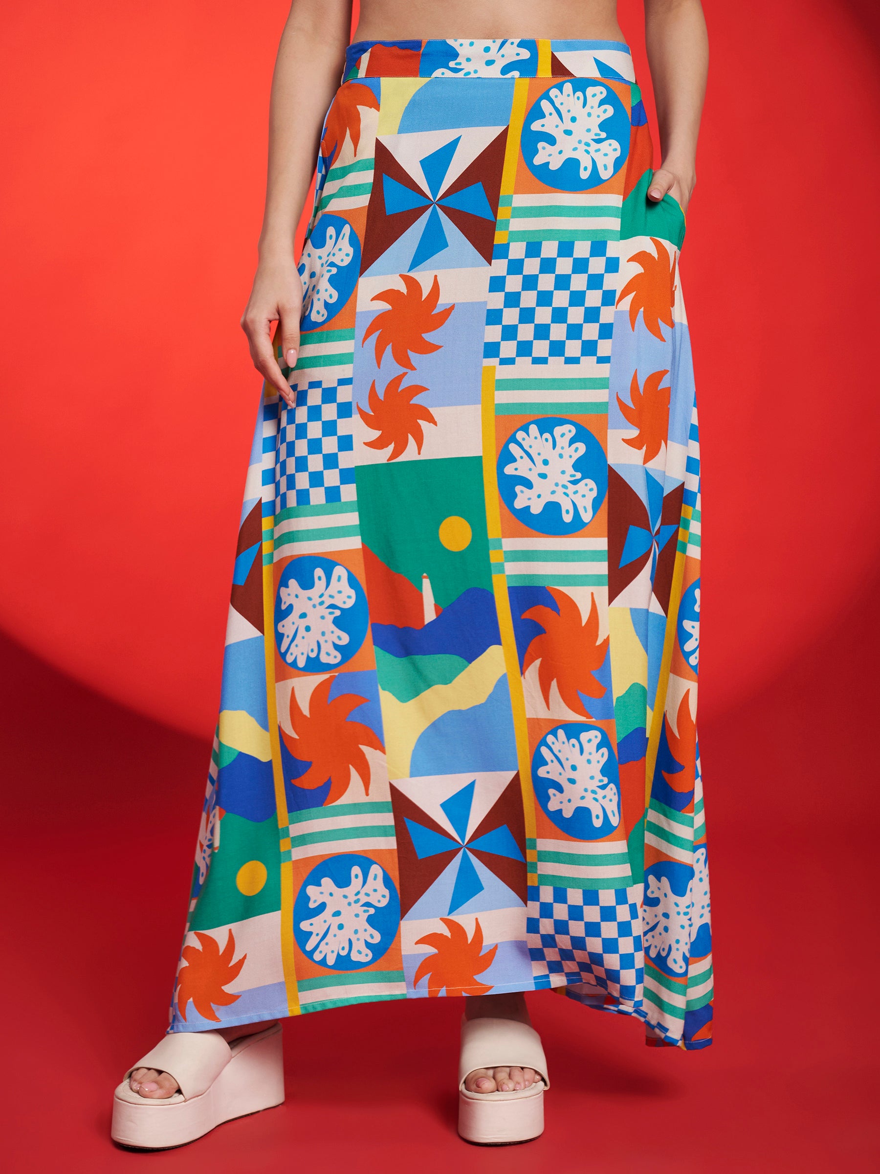 Multicolor Geometric Printed Co-Ord Set