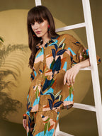 Brown & Teal Abstract Tropical Co-Ord Set
