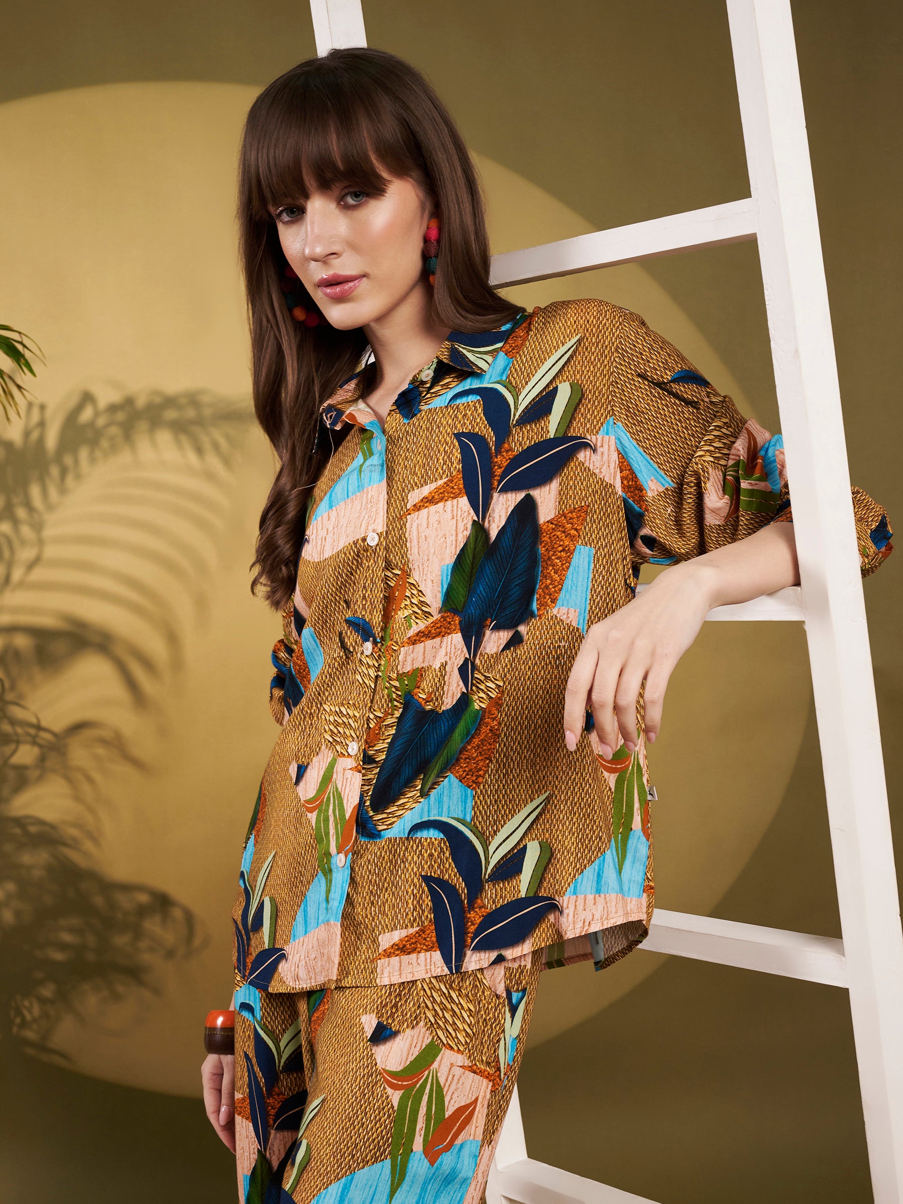 Brown & Teal Abstract Tropical Co-Ord Set