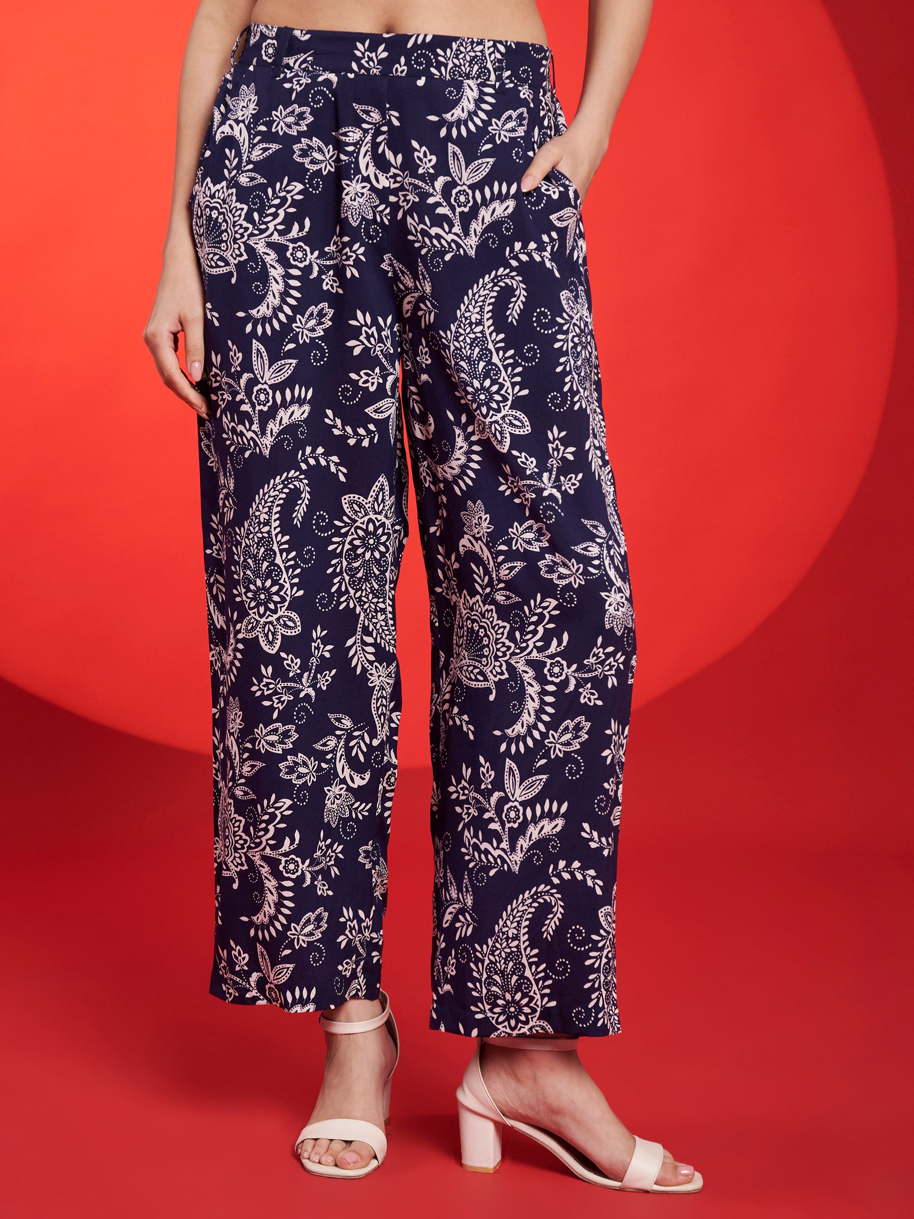 Navy Blue Paisley Printed Co-Ord Set