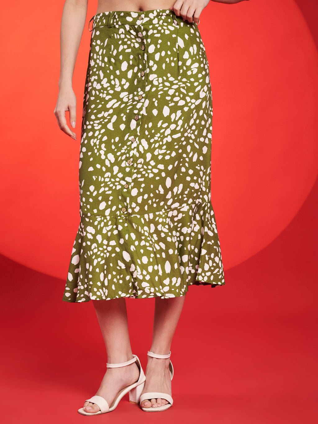 Navy Floral Belted Midi Dress
