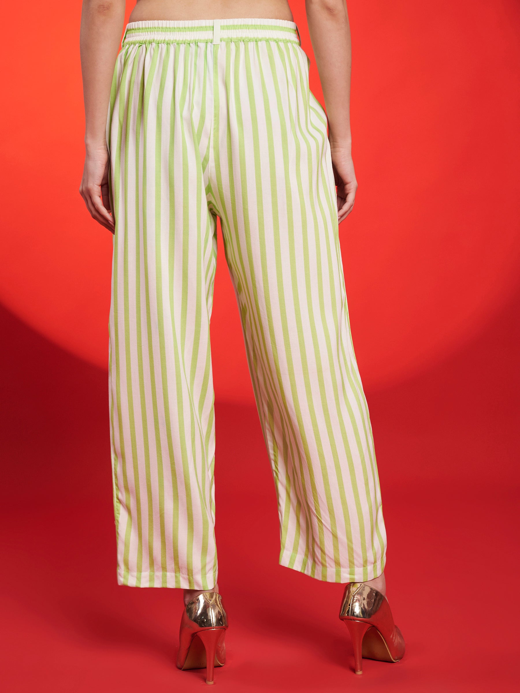 Lime Green Striped Co-Ord Set