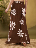 Chocolate Brown Floral Maxi Co-Ord Set