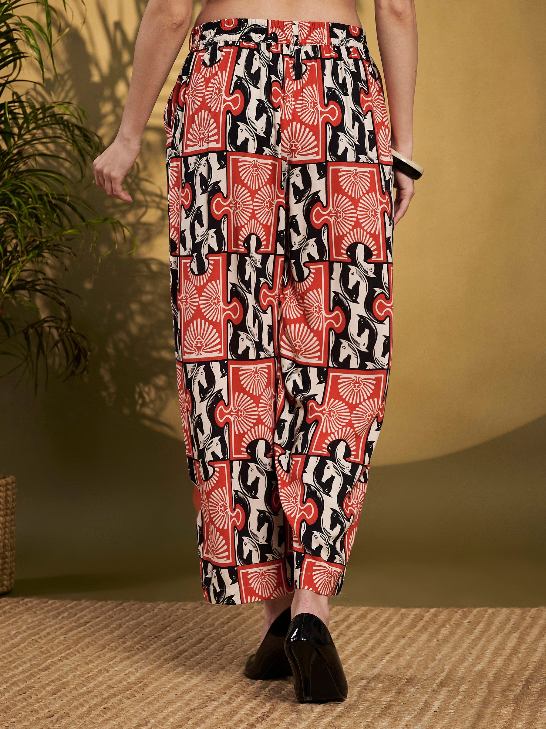 Red & Black Geometric Printed Co-Ord Set