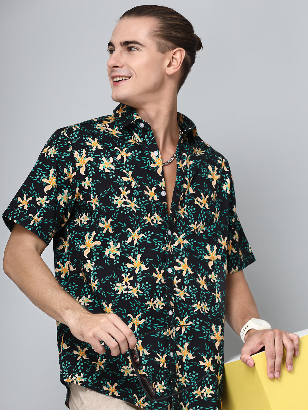 Valbone Men’s  Digital Print Floral Printed Regular Fit Casual Shirt