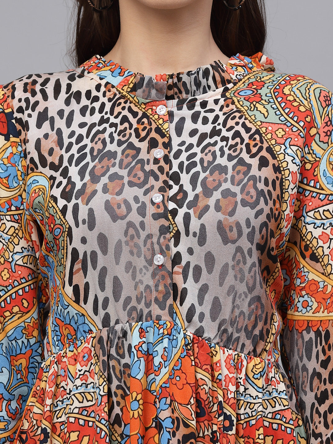 Orange Jacquard  Printed Dress