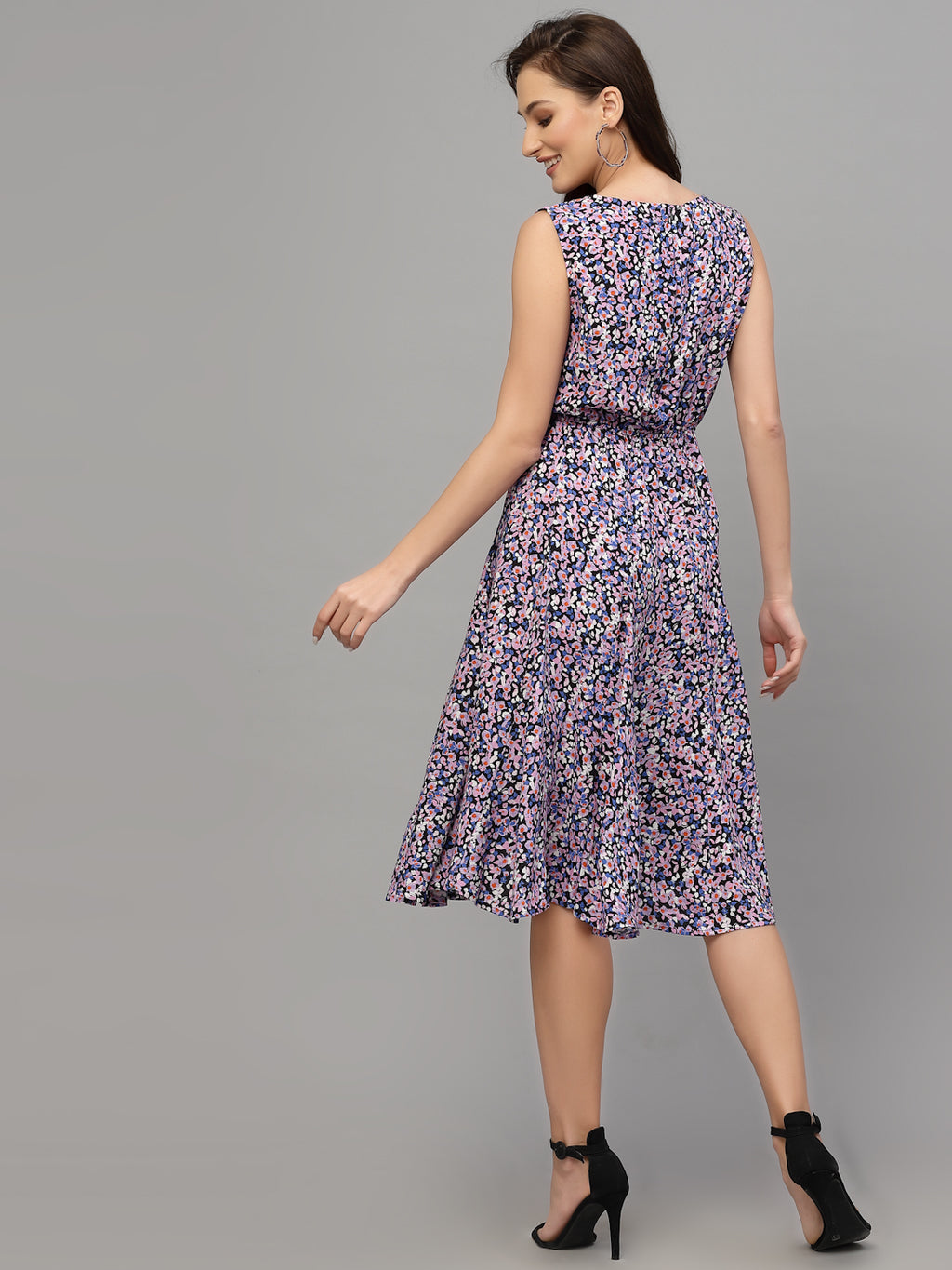 Pink Viscose Rayon Print Dress