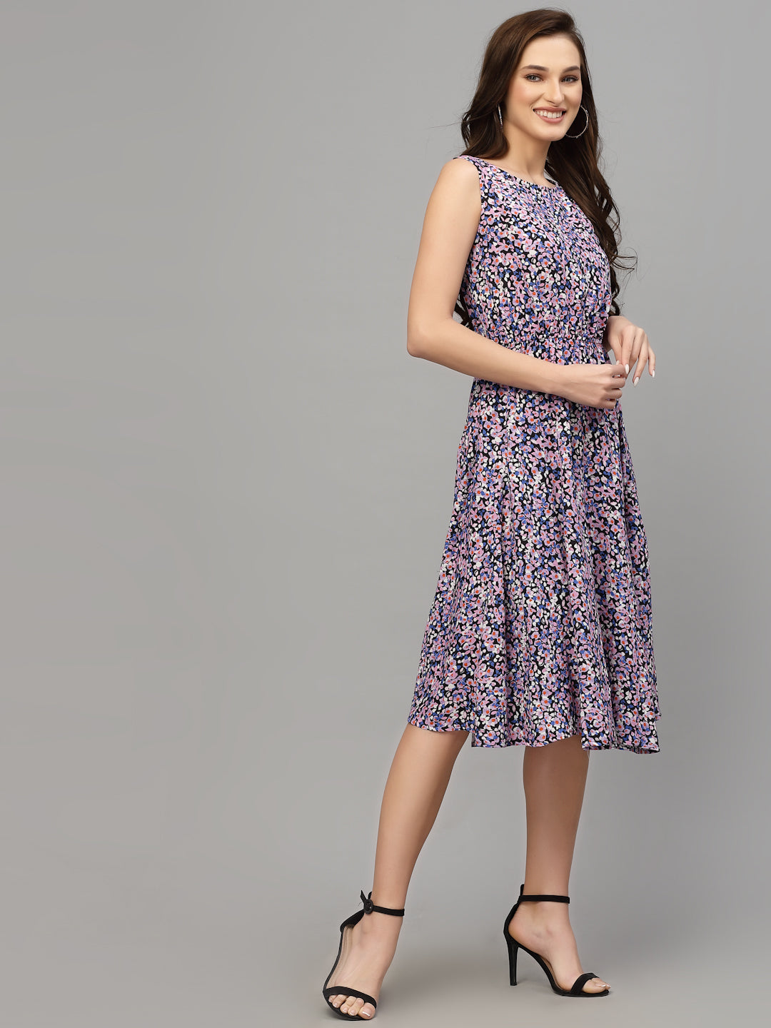 Pink Viscose Rayon Print Dress