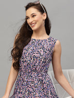 Pink Viscose Rayon Print Dress