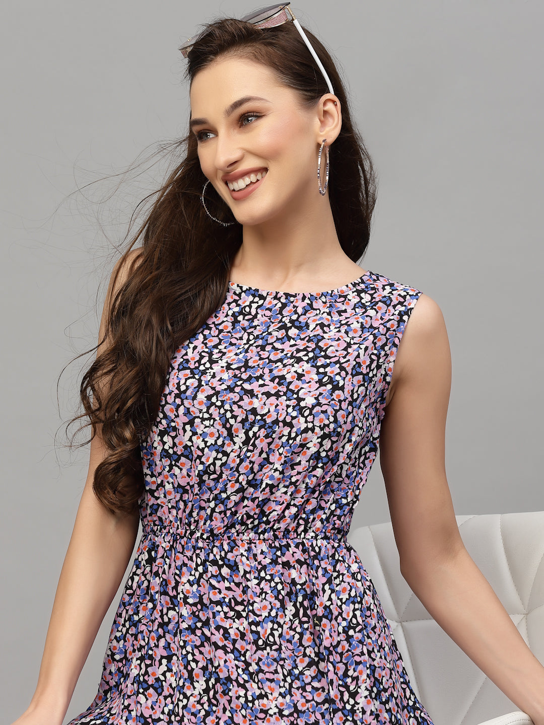 Pink Viscose Rayon Print Dress