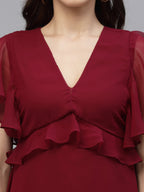 Blue Georgette Solid  Dress