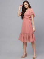 Blue Georgette Solid  Dress