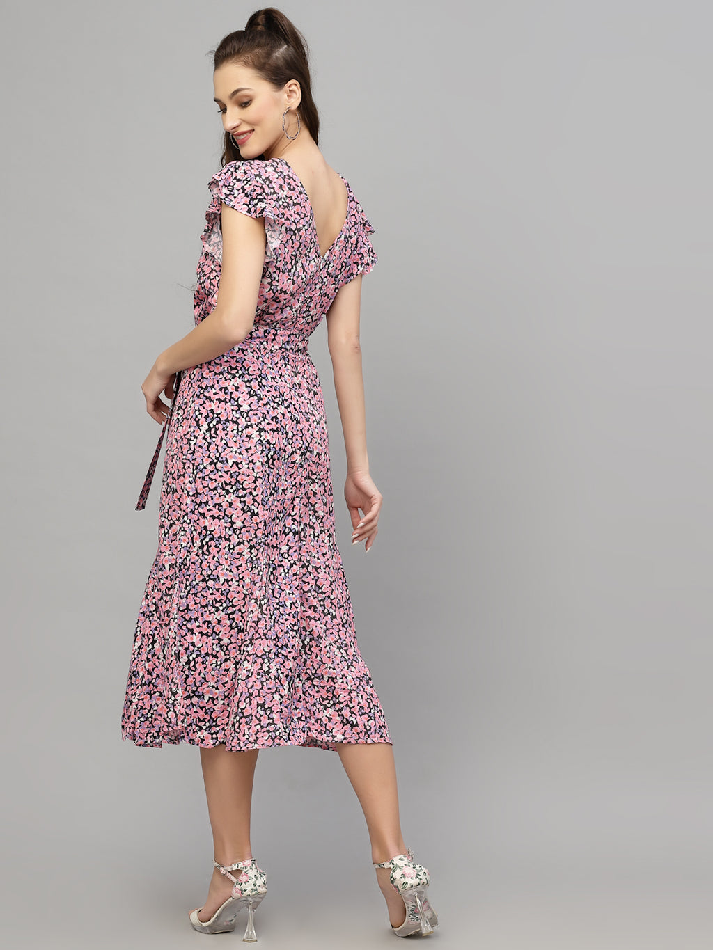 Pink Viscose Print Dress