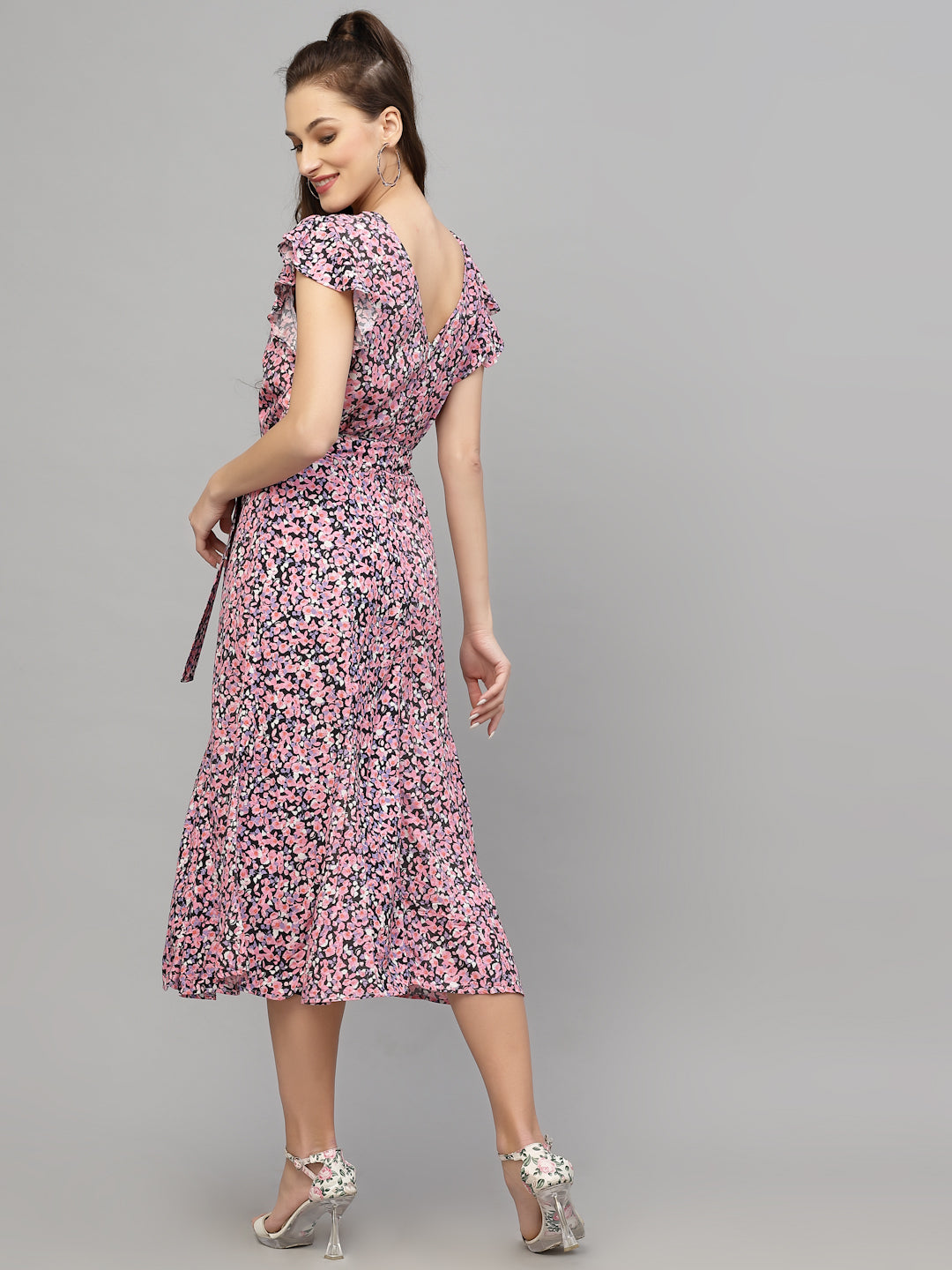 Pink Viscose Print Dress