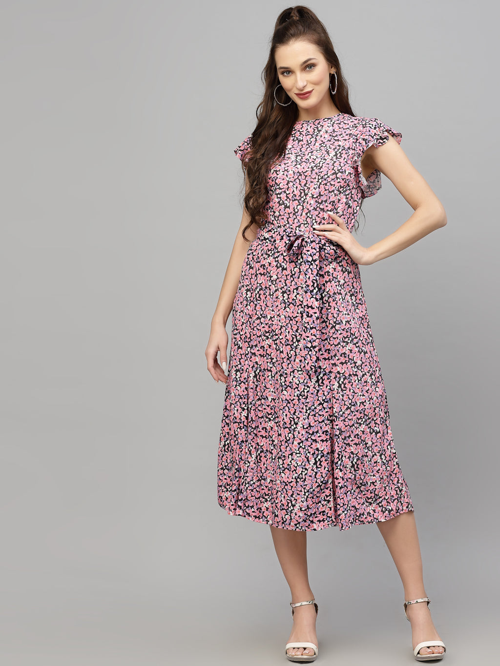 Pink Viscose Print Dress