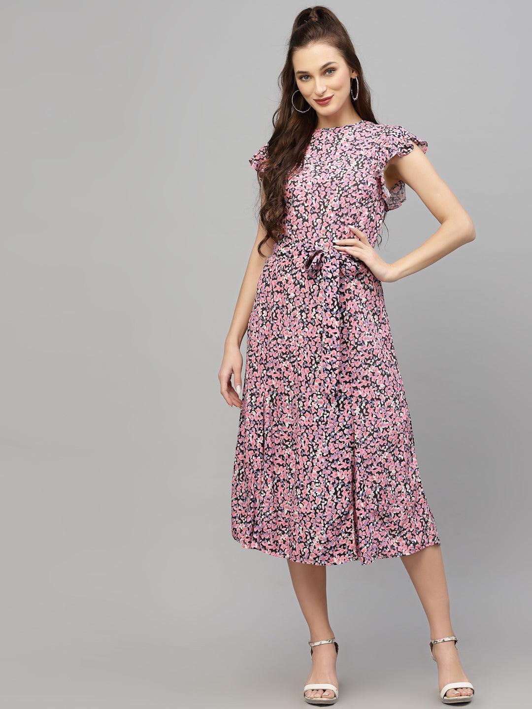 Pink Viscose Print Dress