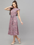 Pink Viscose Print Dress