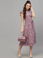 Pink Viscose Print Dress